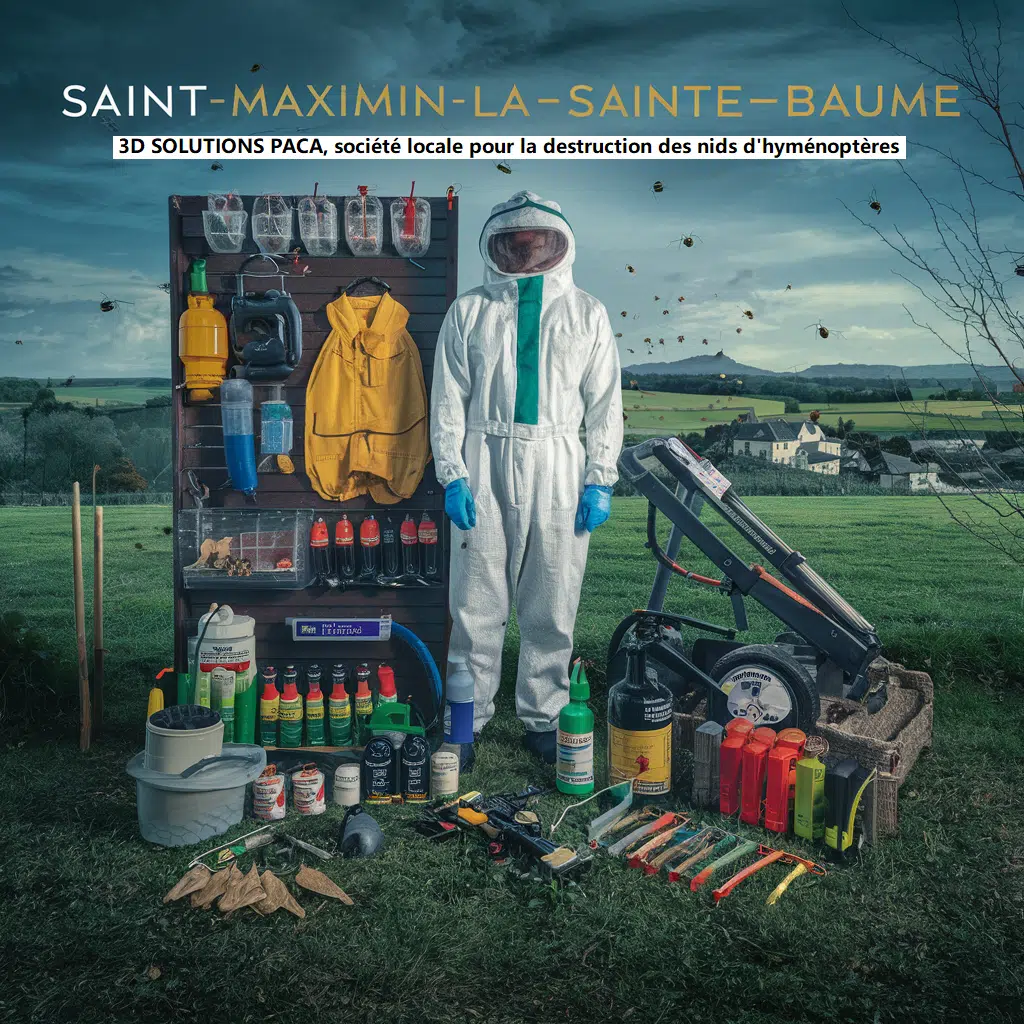 83470 Saint Maximin la sainte Baume, entreprise 3D Solutions Paca, destruction des nids de frelons et de guêpes en sécurité.